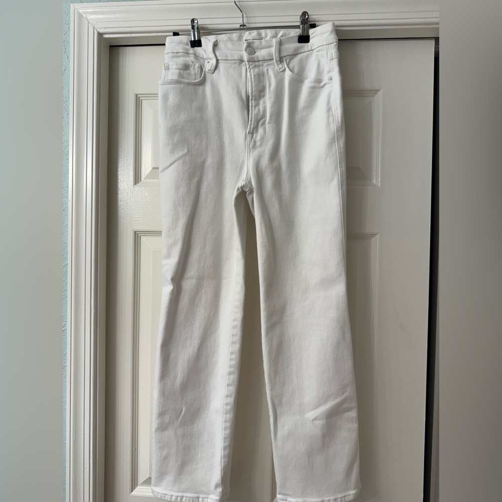 Good American White Denim Straight Leg Jeans